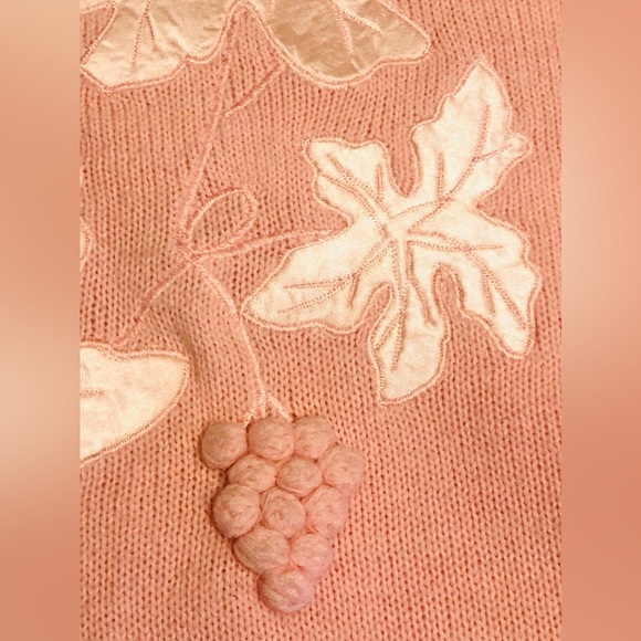 Beautiful 1960s Cervelle Leaves Grapes Motif Knit Sweater - Picture 4 of 10